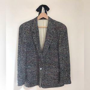 Vintage 100% silk Barrie Pace Ltd. Boucle Oversized Black Blazer size M